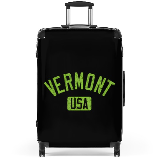 Vermont Usa Arched Text Distressed Lime Green Prin Suitcases