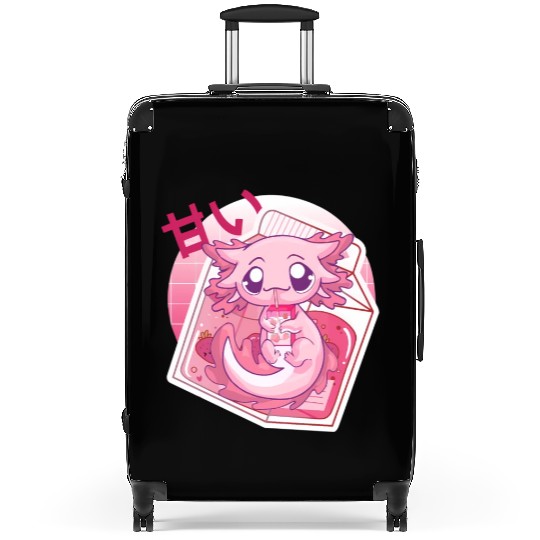 Axolotl Pastel Goth Strawberry Milk Shake Anime Ja Suitcases