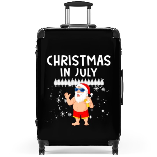 Funny Santa Christmas In July Summer Xmas Gif Suitcases