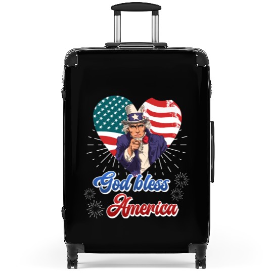 God Bless America Independence Day 4th July USA Suitcases