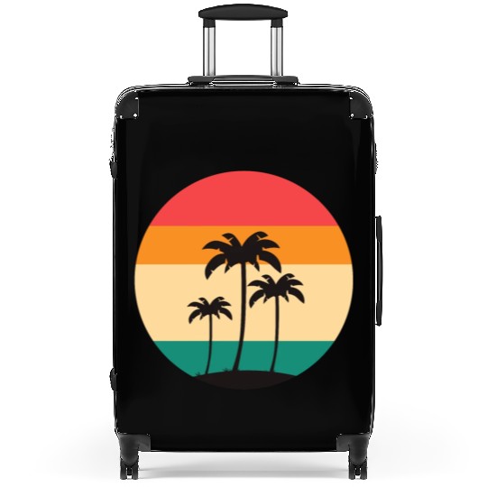 Vintage and retro circle logo with palm trees Suitcases