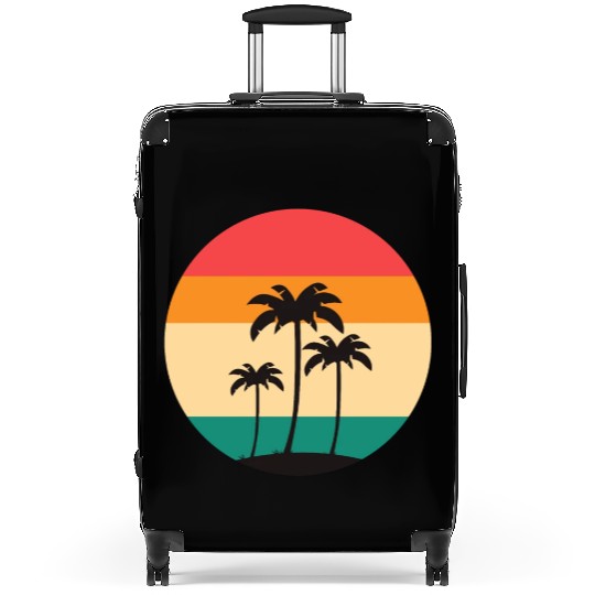 Vintage and retro circle logo with palm trees Suitcases