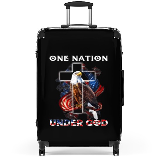 One Nation Under God Jesus Usa Cross Bald Eagle Suitcases