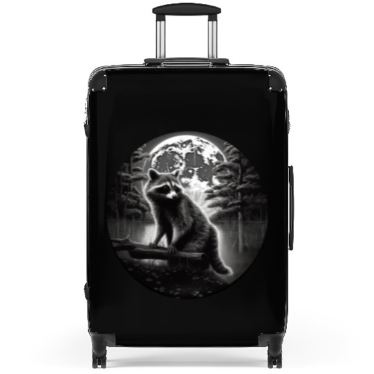 Raccoon Moon Forest Artwork Animal Art Raccoon Suitcases