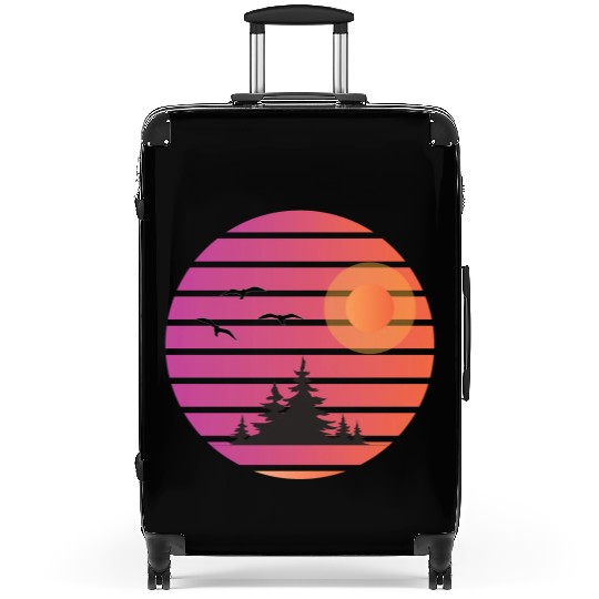 Retro Sun pine tree design Suitcases