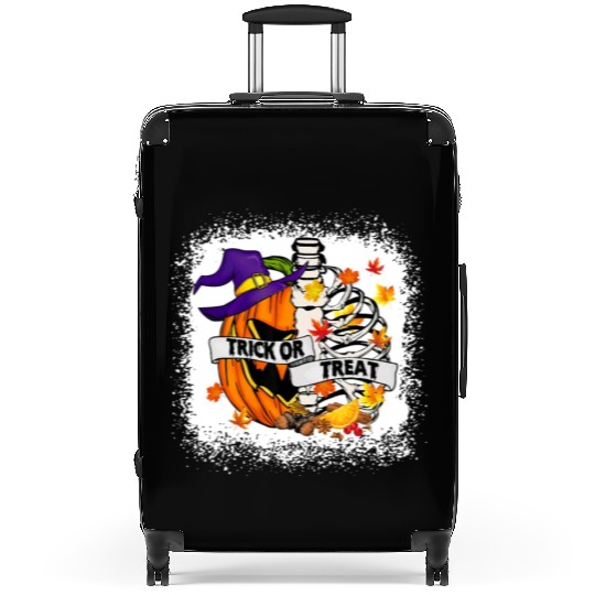 Retro Fall Leaves Trick Or Treat Halloween Pumpkin Suitcases