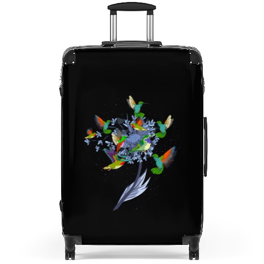 Pretty Nature Animal Flowers Bird Hummingbird Suitcases