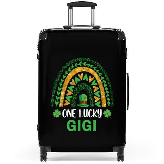 One Lucky Gigi St Patric Day Shamrock Rainbow Suitcases