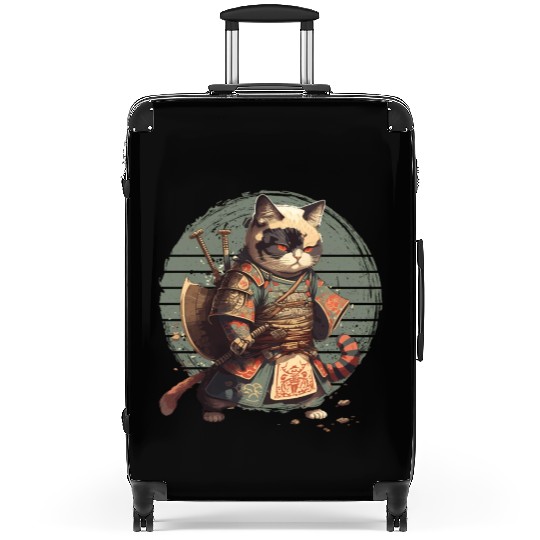 Samurai Cat Warrior Japanese Ninja Cat Kawaii Suitcases