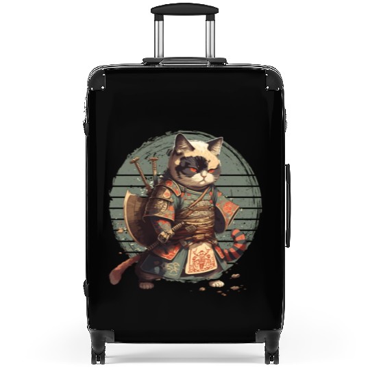 Samurai Cat Warrior Japanese Ninja Cat Kawaii Suitcases