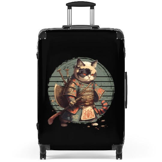 Samurai Cat Warrior Japanese Ninja Cat Kawaii Suitcases