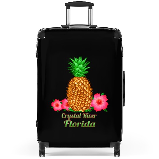 I Love Crystal River Florida Fl Pineapple Floral Suitcases