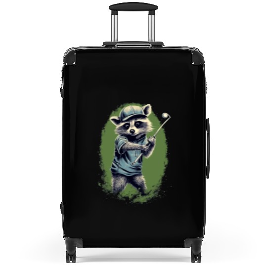 Golfer Raccoon Golf Club Golf Player Golfing Suitcases