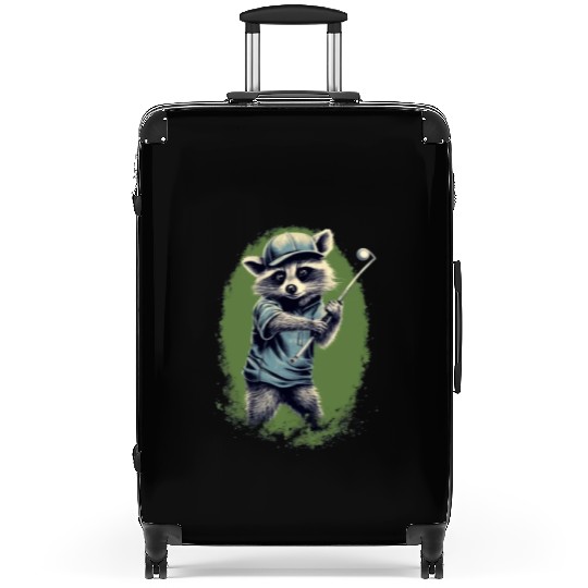 Golfer Raccoon Golf Club Golf Player Golfing Suitcases