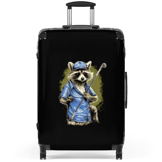 Golfer Raccoon Golf Club Golf Player Golfing Suitcases