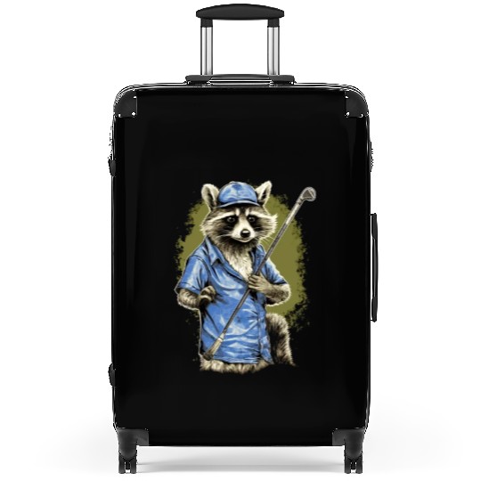Golfer Raccoon Golf Club Golf Player Golfing Suitcases