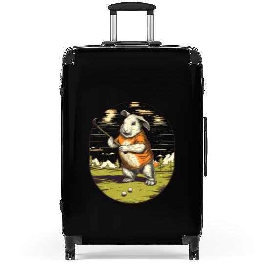 Golfer Guinea Pig Golf Club Golfing Golf Player Suitcases