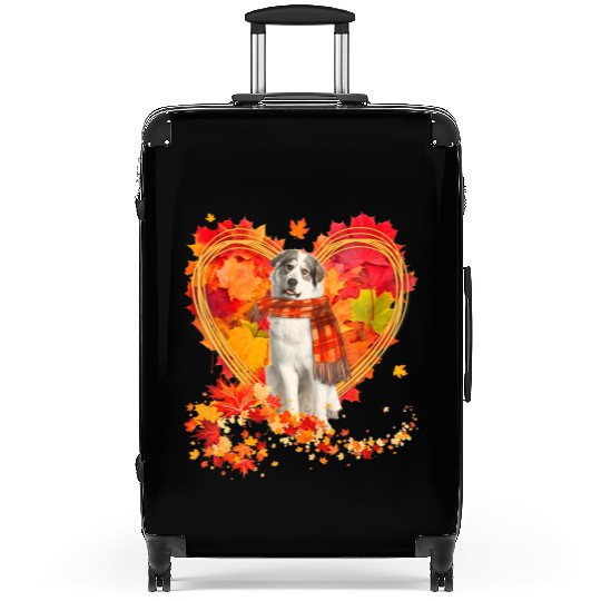 Great Pyrenees With Heart Made Of Autumn Leaves Suitcases