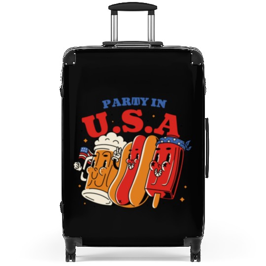 Party In The Usa Hot Dog Love Funny Fourth Of July Suitcases