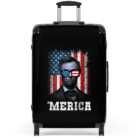 Merica Lincoln Independence Day Party 4th July Suitcases