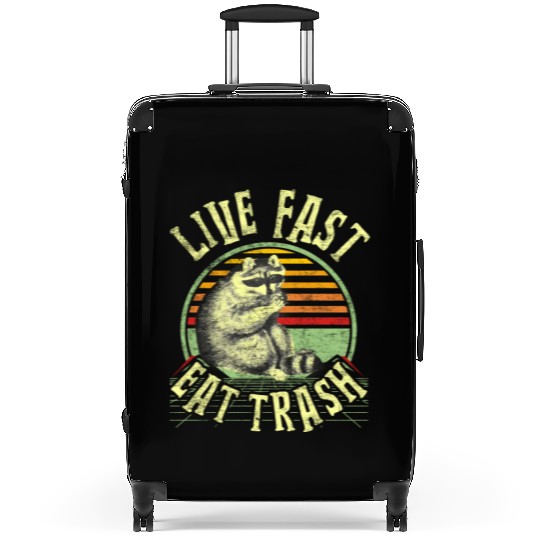 Raccoon Lover Eat Trash Funny Retro Distressed Suitcases