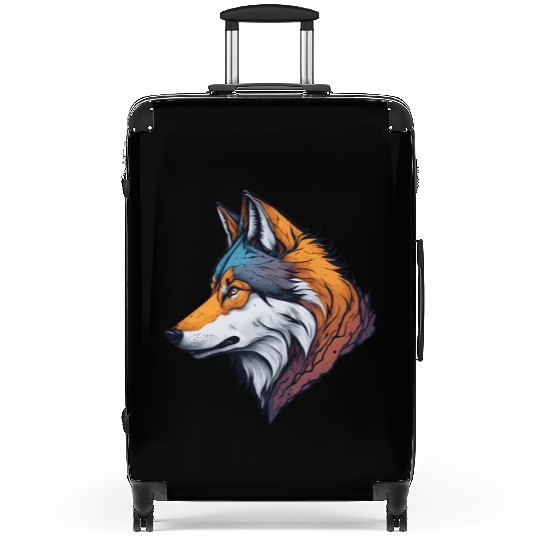 Wolf head in vibrant colors illustration Suitcases