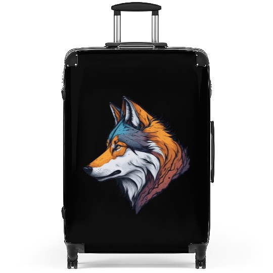 Wolf head in vibrant colors illustration Suitcases