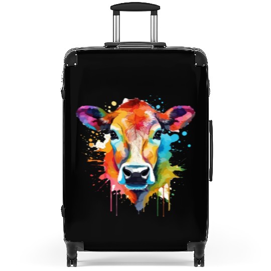 Serene Pasture - Watercolor Style Cow Art Suitcases