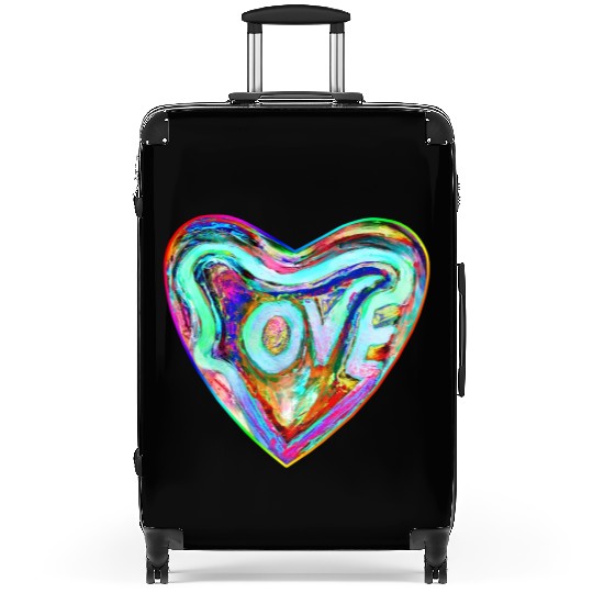 Psychedelic Pride Rainbow Love Heart Suitcases
