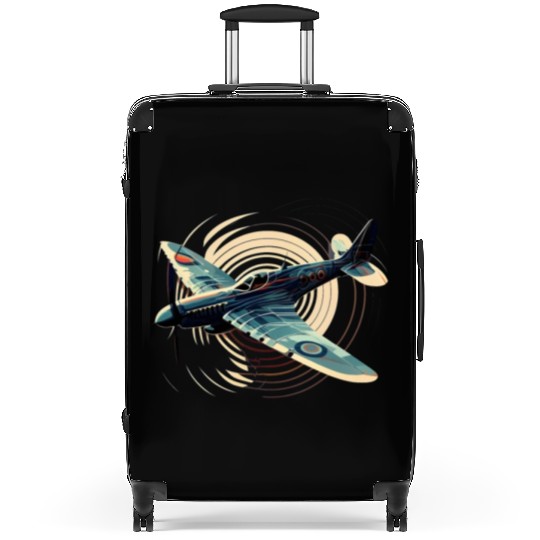 Spitfire Airplane Vintage Pilot Aviator Military Suitcases