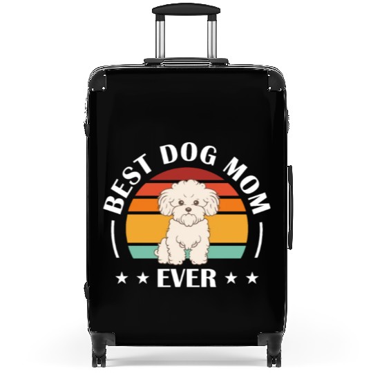 Best Dog Mom Ever Retro Vintage Bichon Frise Suitcases