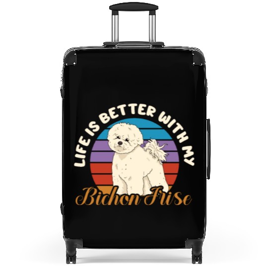 Life Is Better With My Bichon Frise Retro Vintage Suitcases