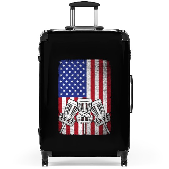 Flying Disc Golf Lover Men Women American Flag Suitcases