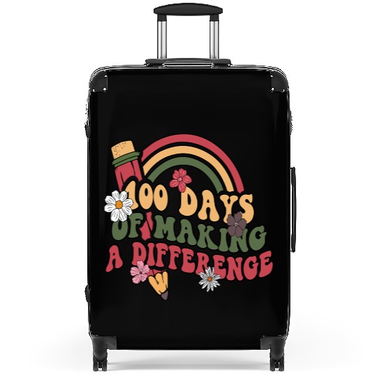 100 Days Of School Groovy Pencil Rainbo Suitcases