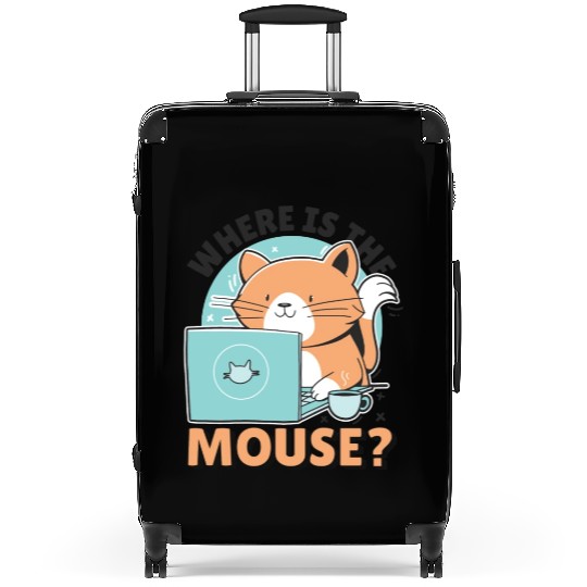 Cat Using Computer A Cat Using A Computer And The Suitcases