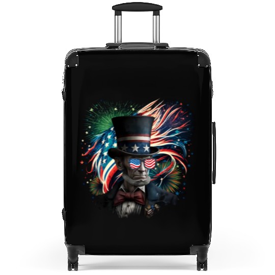 Merica Lincoln Independence Day Party 4th July Suitcases