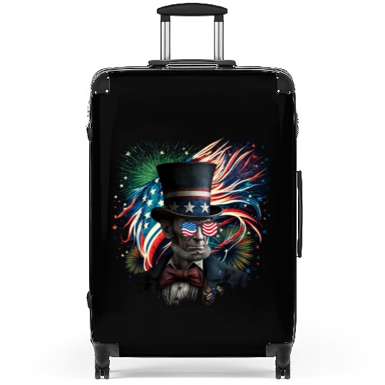 Merica Lincoln Independence Day Party 4th July Suitcases