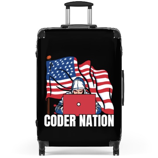 Programmer Coder Us Flag Programming Coding Suitcases
