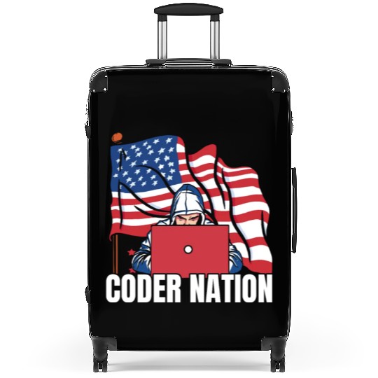 Programmer Coder Us Flag Programming Coding Suitcases