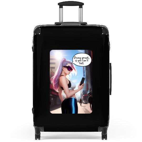 Cyberpunk Waifu Influencer Design 7 Suitcases