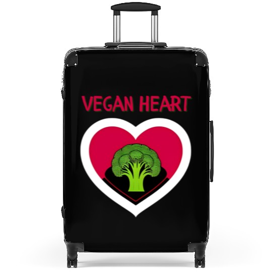 Vegan heart, broccoli heart Suitcases