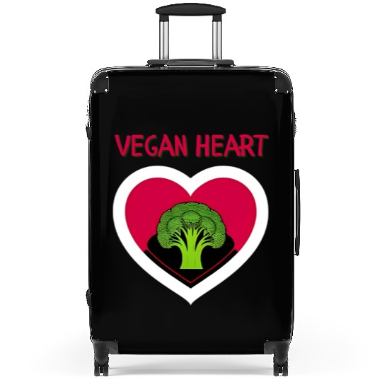 Vegan heart, broccoli heart Suitcases
