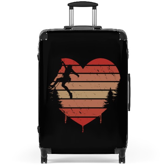 Cute Red Vintage Heart Rock Climbing Valentine Day Suitcases