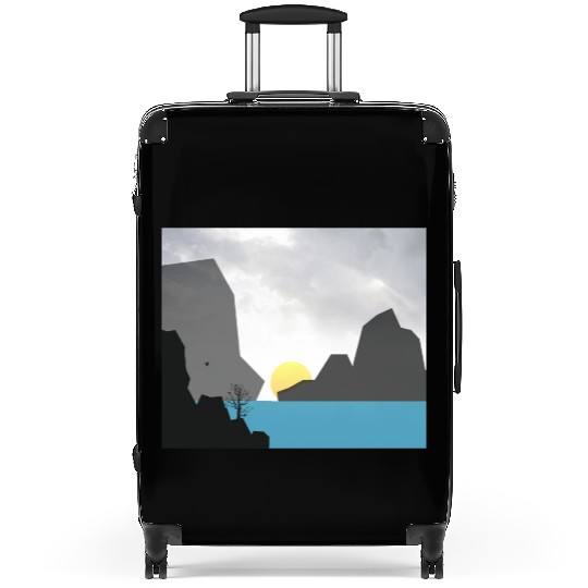Foggy Mountain Vintage sunset Suitcases