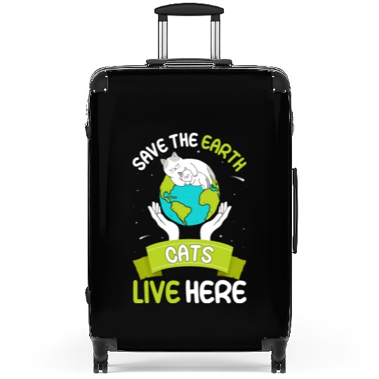 Save The Earth Cats Live Here World Environment Suitcases