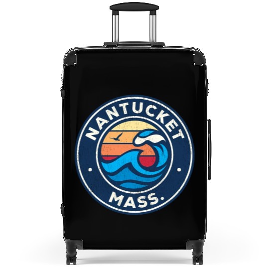 Nantucket Massachusetts Ma Nautical Waves Suitcases