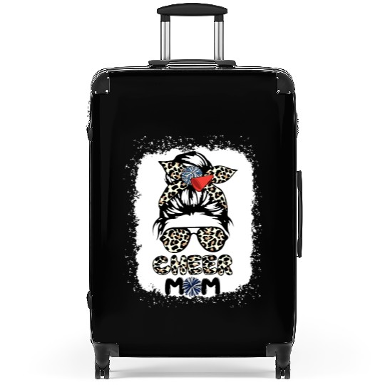 Cheer Mom Leopard Messy Bun Cheerleader Bleached M Suitcases
