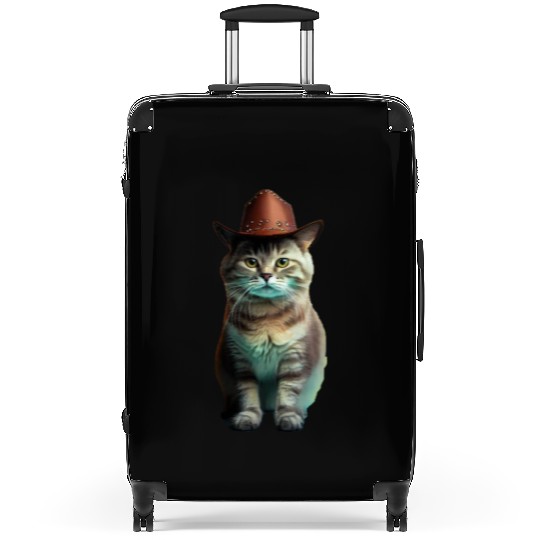 cowboy cat - funny cats, funny pets. Suitcases