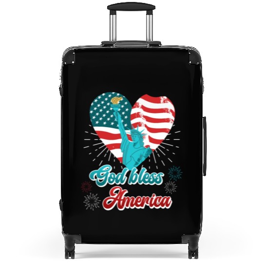 God Bless America Independence Day 4th July USA Suitcases