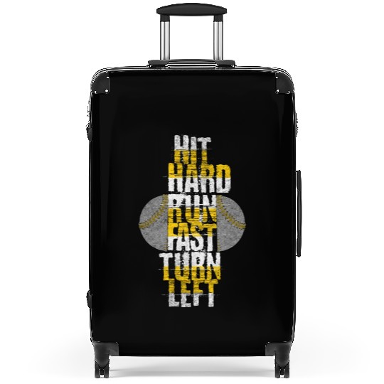 hit hard run fast turn left-baseball Suitcases